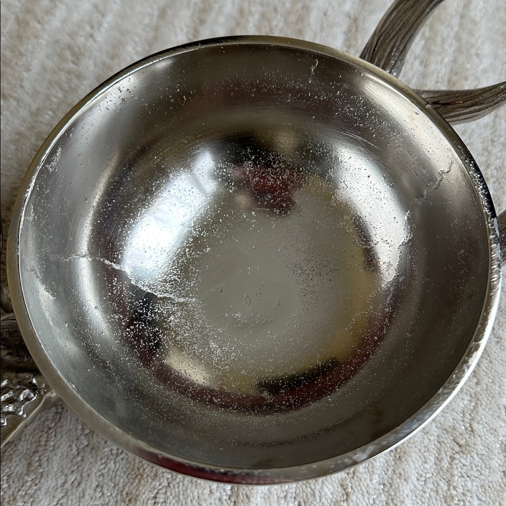 Antler Base Pedestal 2 Bowl Silver Dish Decor - Picture 12 of 17